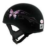 Hot Leathers HLD1052 DOT Skull Cap Half Helmet – Flat Black with Purple Butterfly Design Bikers - Image 4