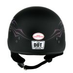 Hot Leathers HLD1052 DOT Skull Cap Half Helmet – Flat Black with Purple Butterfly Design Bikers - Image 2