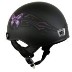 Hot Leathers HLT70 Purple Butterfly Flat Black Advanced DOT Motorcycle Half Face Biker Helmet - Image 5