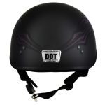Hot Leathers HLT70 Purple Butterfly Glossy Black DOT Motorcycle Half Face Biker Helmet - Image 2