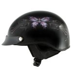 Hot Leathers HLT70 Purple Butterfly Glossy Black DOT Motorcycle Half Face Biker Helmet - Image 8