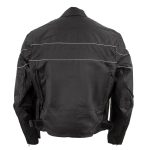 NexGen HW212102 Men’s Black Nylon-Textile Vented Moto Jacket with Reflective Piping - Image 2