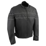 NexGen HW212102 Men’s Black Nylon-Textile Vented Moto Jacket with Reflective Piping - Image 4