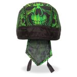Hot Leathers HWH1114 Over the Top Skulls Green Headwrap - Image 2