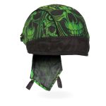 Hot Leathers HWH1114 Over the Top Skulls Green Headwrap - Image 3