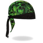 Hot Leathers HWH1114 Over the Top Skulls Green Headwrap - Image 4