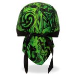 Hot Leathers HWH1114 Over the Top Skulls Green Headwrap - Image 5