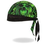 Hot Leathers HWH1114 Over the Top Skulls Green Headwrap - Image 6