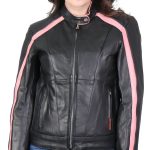 Hot Leathers JKL1022 Pink Striped Leather Jacket with Reflective Piping - Image 3
