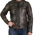 Hot Leathers JKL1024 Women’s Distressed Brown Leather Jacket with Conceal and Carry Pockets