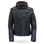 Hot Leathers JKL1033 Ladies Black Leather Jacket with Removable Hoodie - Image 12