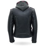 Hot Leathers JKL1033 Ladies Black Leather Jacket with Removable Hoodie - Image 2