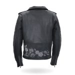 Hot Leathers JKL2002 Women’s Black ‘Rose Embroidered’ Motorcycle Style Leather Jacket - Image 2