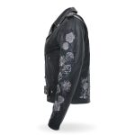 Hot Leathers JKL2002 Women’s Black ‘Rose Embroidered’ Motorcycle Style Leather Jacket - Image 14