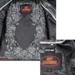 Hot Leathers JKL2002 Women’s Black ‘Rose Embroidered’ Motorcycle Style Leather Jacket - Image 7