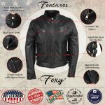 Hot Leathers JKL5001 USA Made Women’s ‘Foxy’ Black Premium Leather Jacket with Vents - Image 2