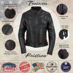 Hot Leathers JKL5002 USA Made Women’s ‘Pristine’ Black Premium Motorcycle Leather Jacket - Image 2