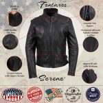 Hot Leathers JKL5003 USA Made Women’s ‘Serene’ Black Clean Cut Premium Leather Jacket - Image 2