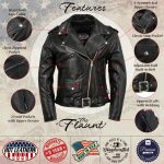 Hot Leathers JKL5004 USA Made Womens ‘The Flaunt’ Premium Black Classic Motorcycle Style Leather Jacket - Image 2