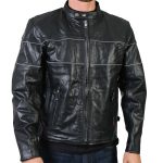 Hot Leathers JKM1004 Men’s Leather Vented Scooter Jacket with Reflective Piping