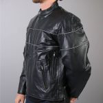 Hot Leathers JKM1004 Men’s Leather Vented Scooter Jacket with Reflective Piping - Image 3