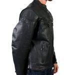 Hot Leathers JKM1011 Men’s Black Leather Vented Motorcycle Racer Jacket with Double Piping - Image 4