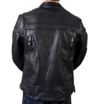 Hot Leathers JKM1011 Men’s Black Leather Vented Motorcycle Racer Jacket with Double Piping - Image 2