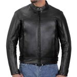 Hot Leathers JKM1021 Men’s Black Leather Vented Scooter Jacket with Conceal and Carry Pockets