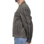 Hot Leathers JKM1033 Men’s Distress Grey ‘Café Racer’ Leather Jacket with Concealed Carry Pockets - Image 2