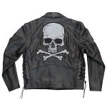 Hot Leathers JKM2001 Men’s Black ‘Skull And Crossbones’ Motorcycle Leather Jacket - Image 15