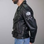 Hot Leathers JKM2001 Men’s Black ‘Skull And Crossbones’ Motorcycle Leather Jacket - Image 3