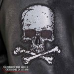 Hot Leathers JKM2001 Men’s Black ‘Skull And Crossbones’ Motorcycle Leather Jacket - Image 5
