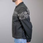 Hot Leathers JKM2002 Men’s Black ‘Reflective Skull’ Printed Leather Jacket with Concealed Carry Pockets - Image 3