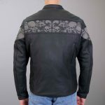 Hot Leathers JKM2002 Men’s Black ‘Reflective Skull’ Printed Leather Jacket with Concealed Carry Pockets - Image 2