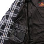 Hot Leathers JKM3002 Men’s Black and White Flannel Motorcycle Shirt-Jacket w/ CE Armor Protection - Image 8