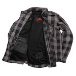 Hot Leathers JKM3004 Men’s Grey and Black Armored Flannel Motorcycle Shirt-Jacket w/ CE Armor Protection - Image 6