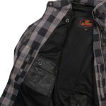 Hot Leathers JKM3004 Men’s Grey and Black Armored Flannel Motorcycle Shirt-Jacket w/ CE Armor Protection - Image 13