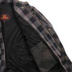 Hot Leathers JKM3004 Men’s Grey and Black Armored Flannel Motorcycle Shirt-Jacket w/ CE Armor Protection - Image 14
