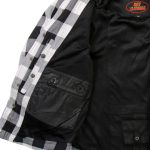 Hot Leathers JKM3005 Men’s White and Black Armored Flannel Motorcycle Shirt-Jacket w/ CE Armor Protection - Image 9