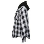 Hot Leathers JKM3006 Men’s Black and White Hooded Armored Flannel Motorcycle Shirt-Jacket w/ CE Armor Protection - Image 10