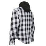Hot Leathers JKM3006 Men’s Black and White Hooded Armored Flannel Motorcycle Shirt-Jacket w/ CE Armor Protection - Image 11