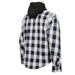 Hot Leathers JKM3006 Men’s Black and White Hooded Armored Flannel Motorcycle Shirt-Jacket w/ CE Armor Protection - Image 13