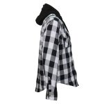 Hot Leathers JKM3006 Men’s Black and White Hooded Armored Flannel Motorcycle Shirt-Jacket w/ CE Armor Protection - Image 14