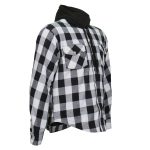 Hot Leathers JKM3006 Men’s Black and White Hooded Armored Flannel Motorcycle Shirt-Jacket w/ CE Armor Protection - Image 15