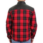 Hot Leathers JKM3201 Men’s Red and Black Aramid Fibers Reinforced Leather and Plaid Flannel Shirt - Image 2