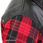 Hot Leathers JKM3201 Men’s Red and Black Aramid Fibers Reinforced Leather and Plaid Flannel Shirt - Image 8