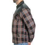 Hot Leathers JKM3202 Men’s Grey Black and Orange Aramid Fibers Reinforced Leather and Plaid Flannel Shirt - Image 12