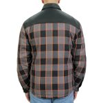 Hot Leathers JKM3202 Men’s Grey Black and Orange Aramid Fibers Reinforced Leather and Plaid Flannel Shirt - Image 2