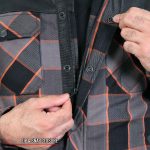 Hot Leathers JKM3202 Men’s Grey Black and Orange Aramid Fibers Reinforced Leather and Plaid Flannel Shirt - Image 8