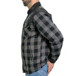 Hot Leathers JKM3203 Men’s Grey and Black Aramid Fibers Reinforced Leather and Plaid Flannel Shirt - Image 12